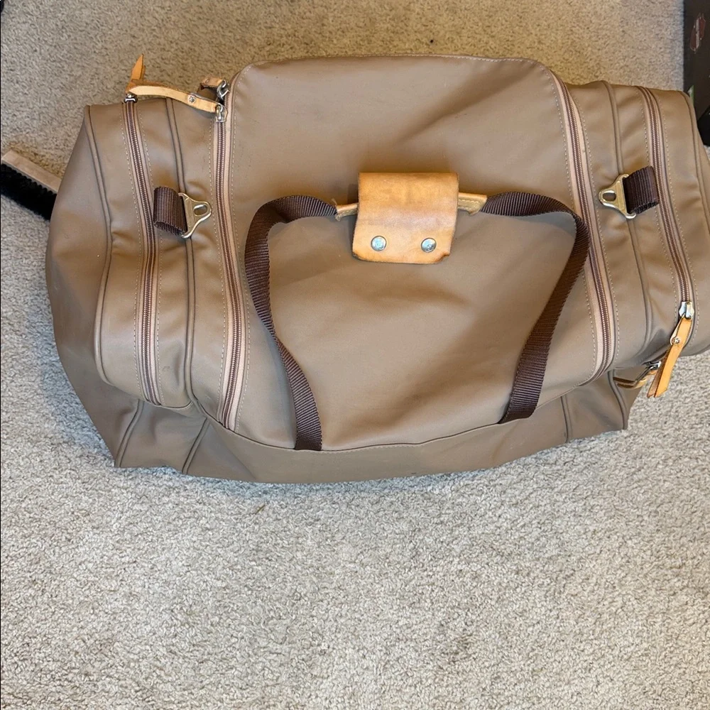 Jon Hart Design Tan/Brown Leather-Trim Duffle